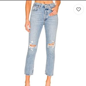 Agolde Riley Distressed Cropped Jeans in “Blitz”